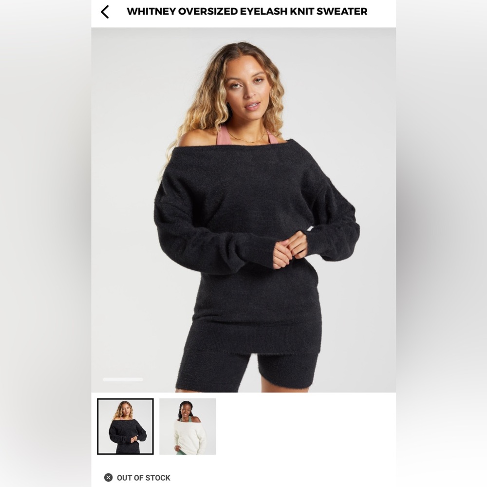 GymShark Whitney Simmons Oversized Eyelash Knit Sweater - Black